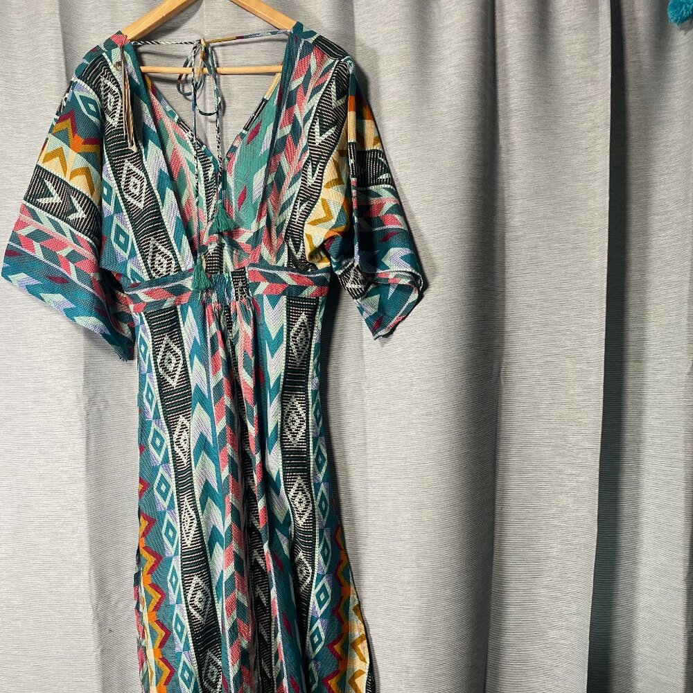 NEW Italian Karakorum Empire Waist, Bare Back Long Dress/Cover Up